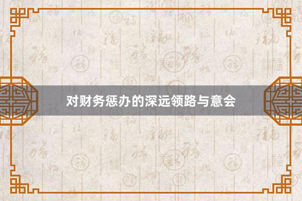 对财务惩办的深远领路与意会